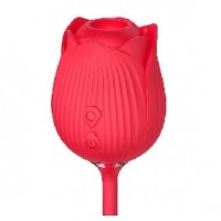 Rose Bud Clitoral Sucking with Thrusting Vibrator  10-Speed Silicone RED